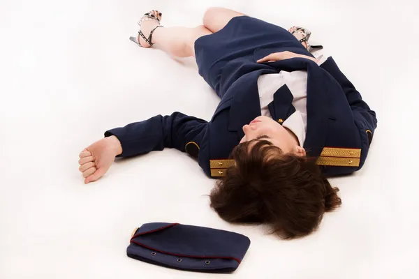 Beamtin auf dem Boden liegend — Stockfoto