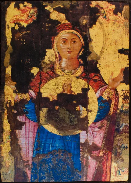 Εικόνα από την Βυζαντινή Αγία εικόνα της Παναγίας του 18ου αιώνα — Φωτογραφία Αρχείου