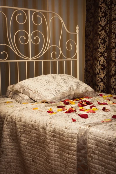 Het bed in de elegante slaapkamer — Stockfoto