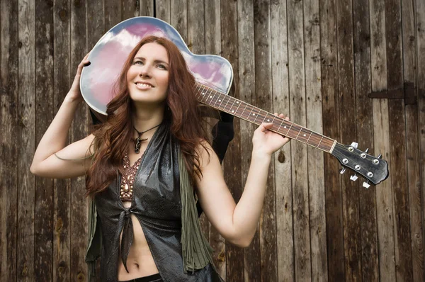 Country Girl con chitarra — Foto Stock