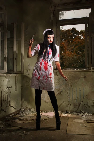 Horror movie. Crazy dead nurse — Stock Photo, Image