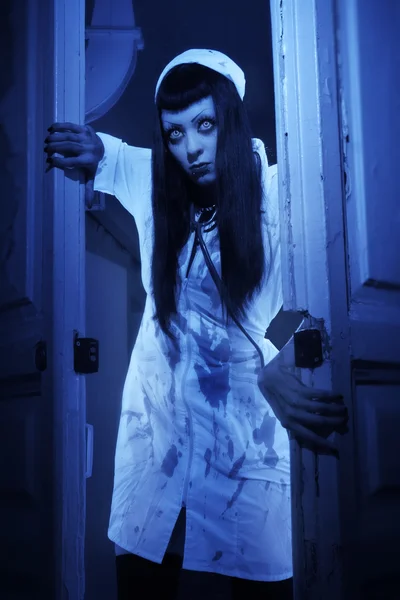 Horror movie. Crazy dead nurse — Stock Photo, Image