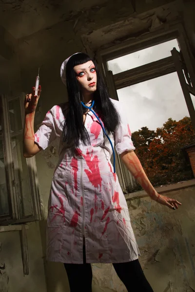 Película de terror. Enfermera loca muerta — Foto de Stock
