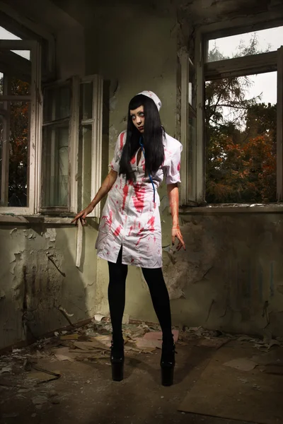 Horror movie. Crazy dead nurse — Stock Photo, Image