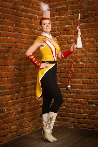 Majorette ragazza con canna — Foto Stock