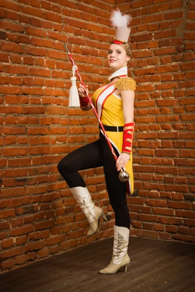 Majorettes girl with cane — Stock Photo, Image