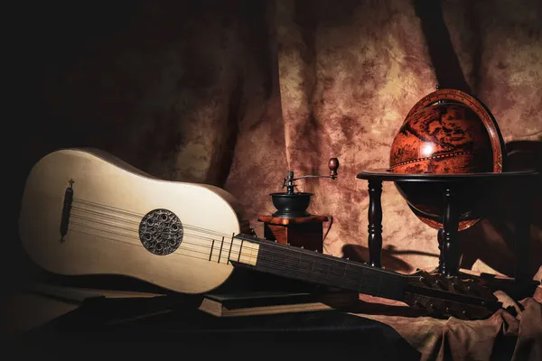 Rönesans Tarzı Gitarlı Müzikal Durgun Hayat — Stok fotoğraf