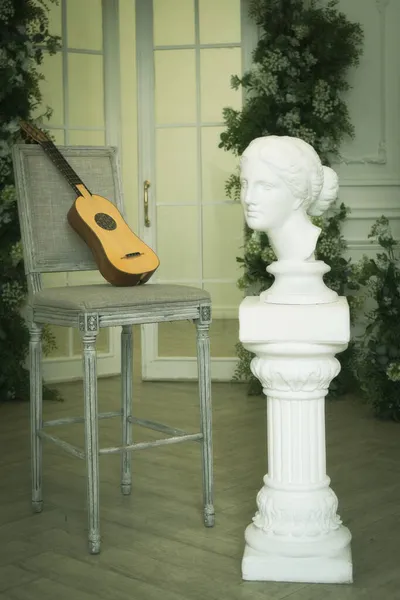 Musikalisches Stillleben Stil Der Renaissance Mit Renaissance Gitarre — Stockfoto