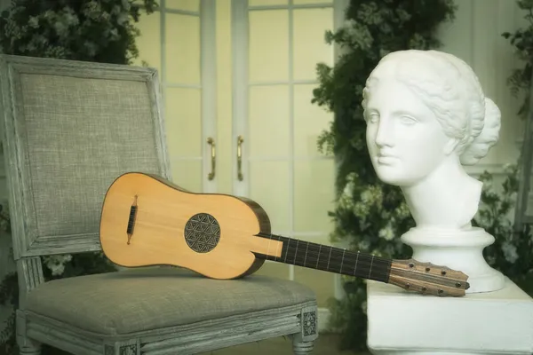 Musik Masih Hidup Dalam Gaya Renaissance Dengan Gitar Renaissance — Stok Foto