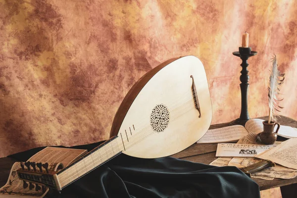 Musical Still Life Renaissance Style Lute — Stock Photo, Image