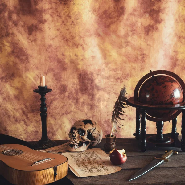 Nature Morte Musicale Dans Style Renaissance Avec Vihuel — Photo