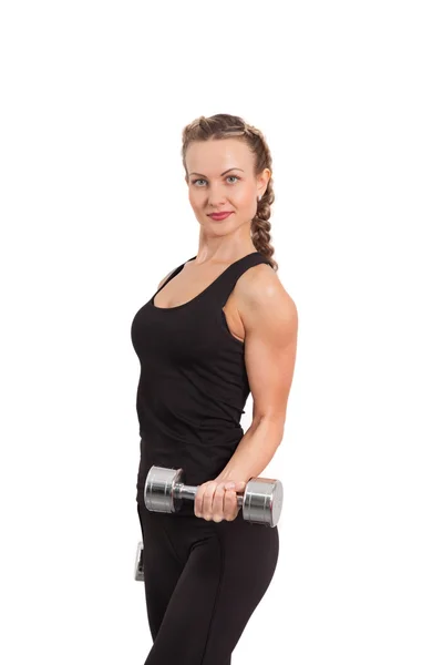 Athletic young woman with dumbbell — Stock Photo, Image