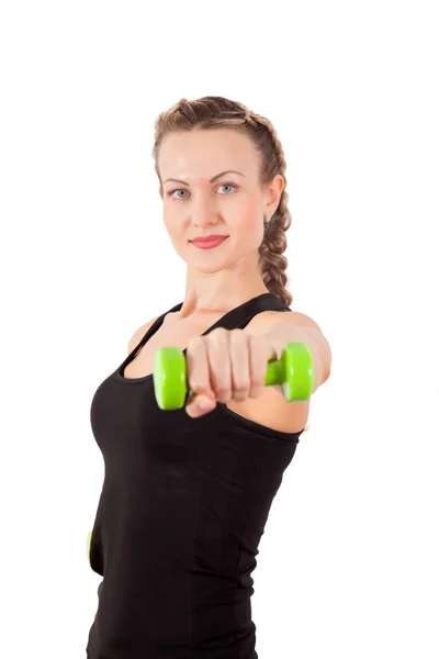 Athletic young woman with dumbbell — Stock Photo, Image