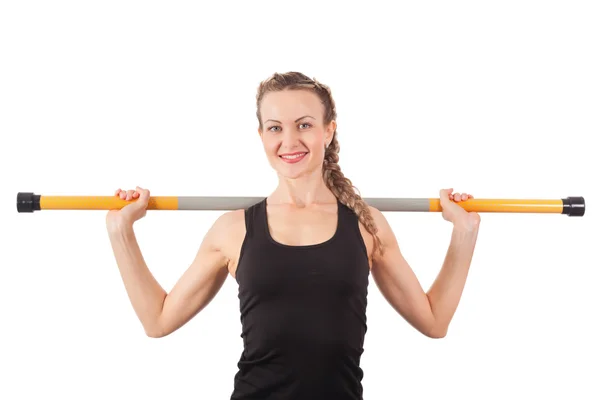 Athletic young woman with pole — Stock Photo, Image