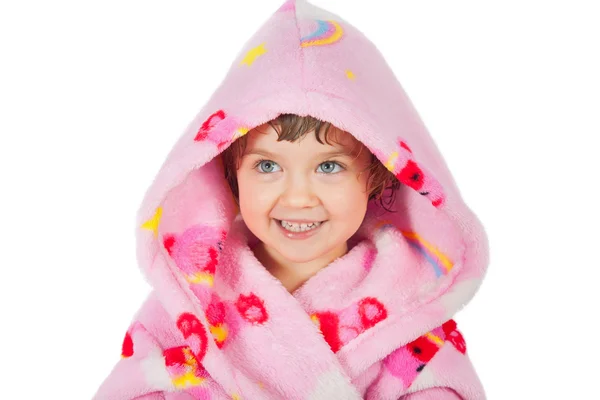 Small girl portrait in bathrobe — Stock Photo, Image