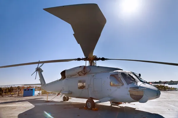 Military helicopter on the carrier deck — Stock Photo, Image