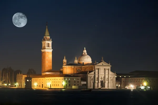San Giorgio Maggiore island with full moon — Stock Photo, Image