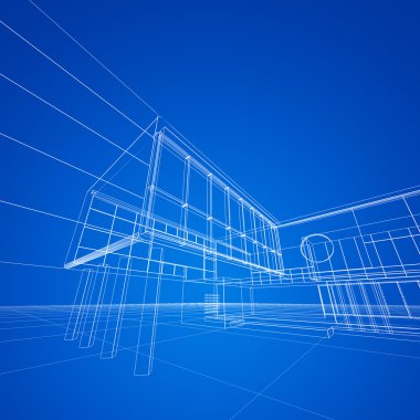 Mavi inşaat blueprint