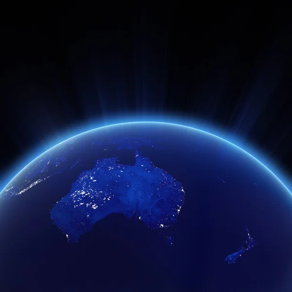 Austrália e Nova Zeland luzes da cidade à noite — Fotografia de Stock