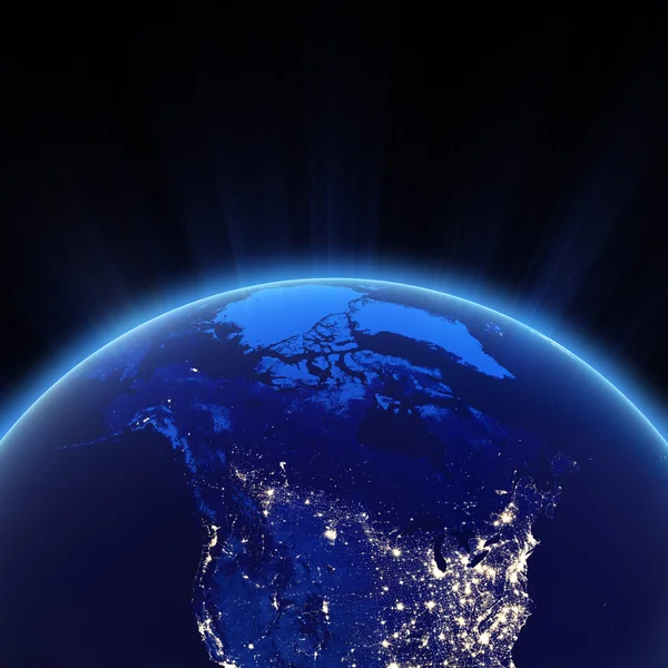 Canadá e norte dos EUA luzes da cidade à noite — Fotografia de Stock
