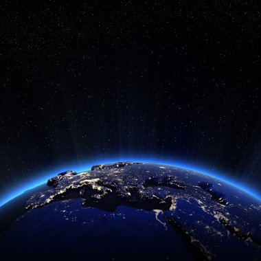 Avrupa şehir ışıkları, gece