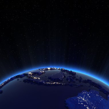 Geceleri güney doğu asya şehir ışıkları