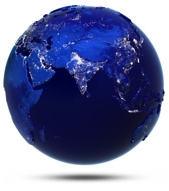 planet earth city ışık beyaz izole