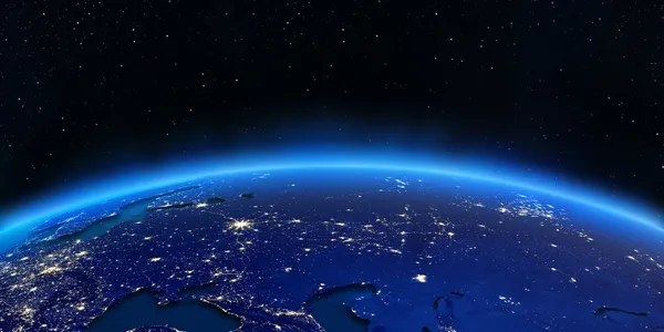 Rusya ve Ukrayna şehir ışıkları eşleyin. Bu görüntü nasa tarafından döşenmiş unsurları