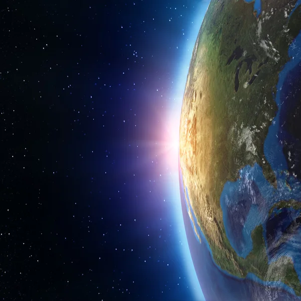 Північна Америка захід сонця з космосу — стокове фото