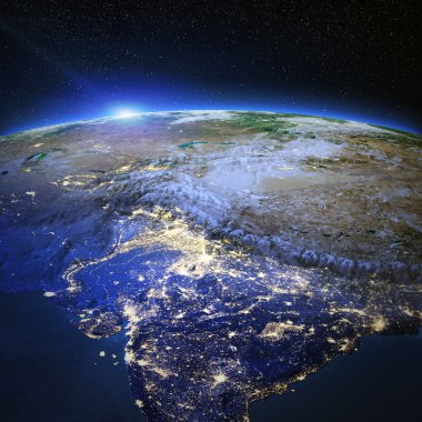 tibet ve Hindistan şehir ışıkları