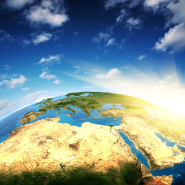 Avrupa ve Kuzey Afrika'da. Bu görüntü nasa tarafından döşenmiş unsurları