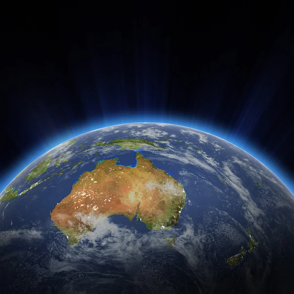 Australia y Nueva Zelanda luces de la ciudad por la noche — Foto de Stock