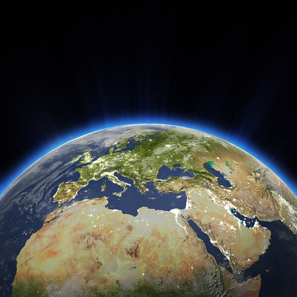 Europe city lights at night