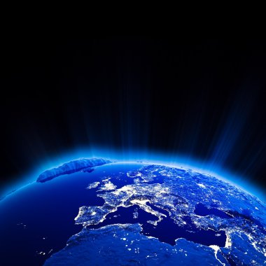 Avrupa şehir ışıkları, gece