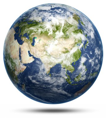 Earth - Asya beyaz izole