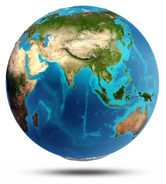 Globe Earth real relief and water — Stock Photo, Image