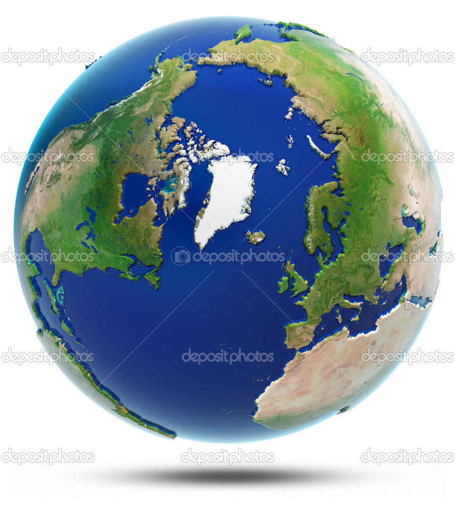Earth north 3d map - Arctic