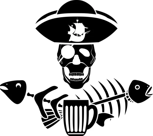 Humor piracy tavern symbol stencil — Stock Vector