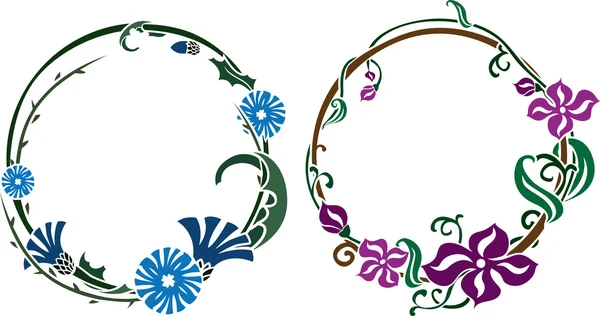 Dos guirnaldas en estilo art nouveau — Vector de stock