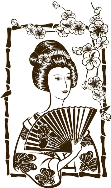 Traditional Japanese Geisha — Stock Vector