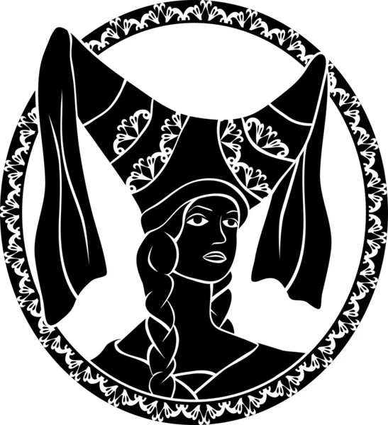Portrait de fille dans le style médiéval — Image vectorielle