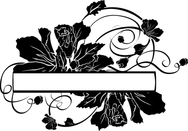 Banner floral, plantilla negra para pegatinas — Vector de stock