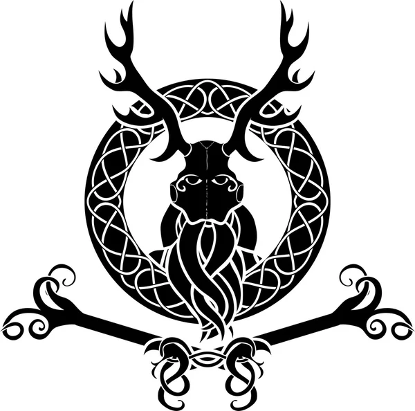 Druid symbol med horn i celtic circle — Stock vektor