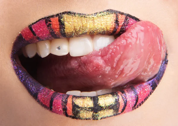 Schönes Make-up auf den Lippen — Stockfoto