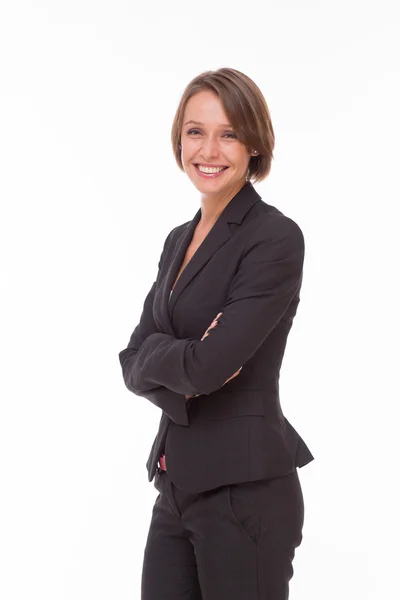 Business woman in suit on white — Stock Photo, Image