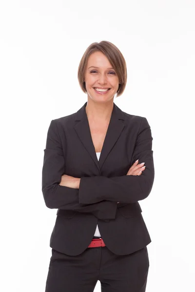 Business woman in suit on white — Stock Photo, Image