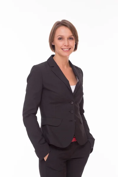 Business woman in suit on white — Stock Photo, Image