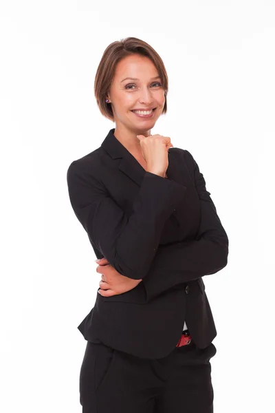 Mulher de negócios sorrindo no branco — Fotografia de Stock