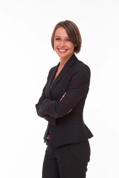 Business woman in suit on white — Stock Photo, Image