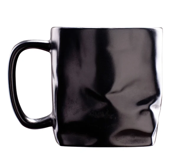 Schwarze zerquetschte Keramik-Teetasse — Stockfoto